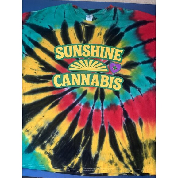 Colortone Sunshine Cannabis Free The Plant Trulieve Tie Dye T-Shirt XL Graphic T - Picture 1 of 5